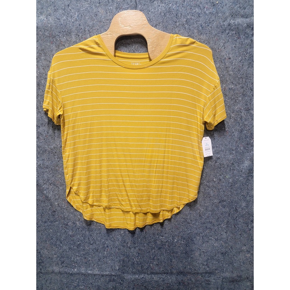Time & Tru SS Crew Tunic Tee Autumn Gold Stripe XL/(16-18) - Picture 4 of 10